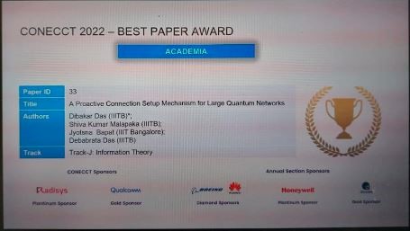IIITB’s Faculty Members receives Best Paper Award (Academia) in IEEE CONNECT 2022